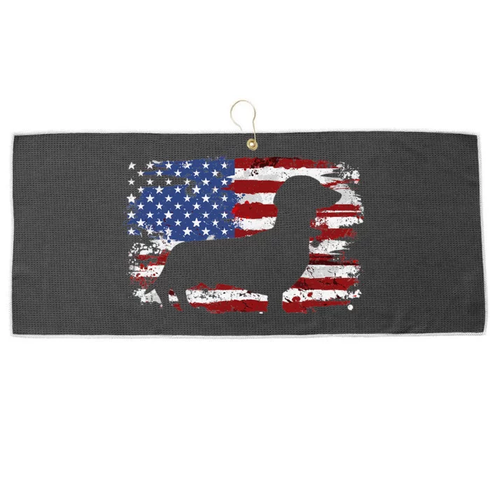 Dachshund Weiner Vintage American Flag Large Microfiber Waffle Golf Towel