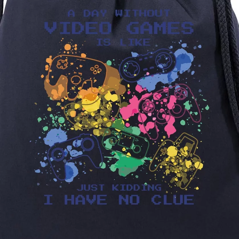 Day Without Video Games No Clue Drawstring Bag