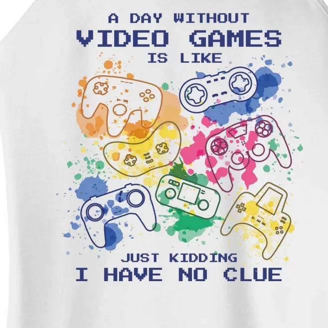 Day Without Video Games No Clue Women’s Perfect Tri Rocker Tank