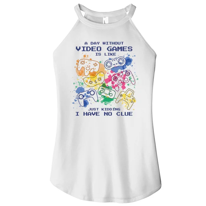 Day Without Video Games No Clue Women’s Perfect Tri Rocker Tank