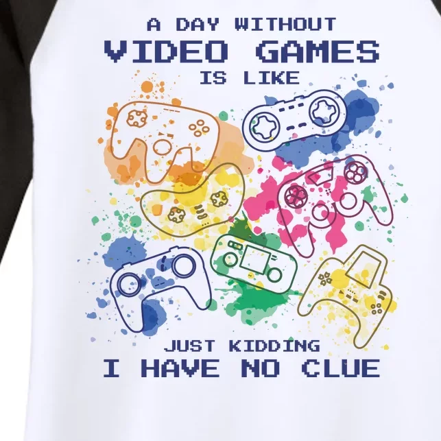 Day Without Video Games No Clue Women's Tri-Blend 3/4-Sleeve Raglan Shirt