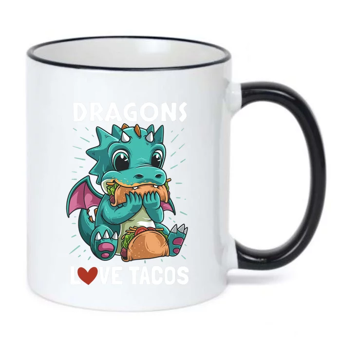 Dragons With Wings Love Tacos Funny Dragon Gift Black Color Changing Mug