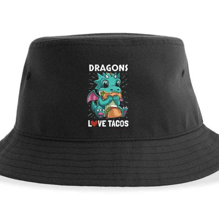 Dragons With Wings Love Tacos Funny Dragon Gift Sustainable Bucket Hat