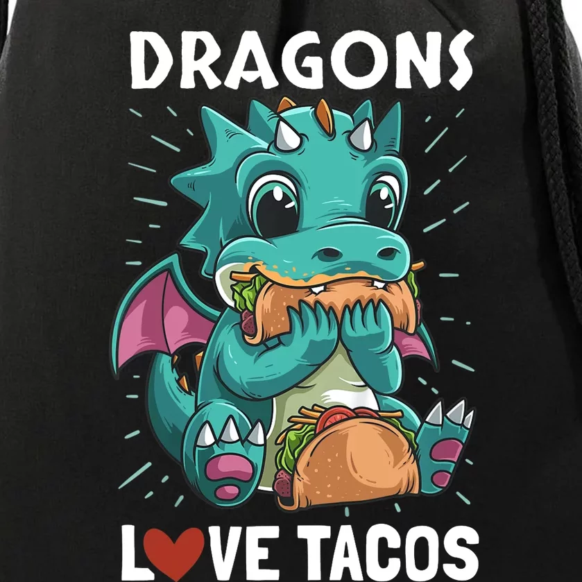 Dragons With Wings Love Tacos Funny Dragon Gift Drawstring Bag