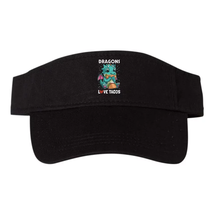 Dragons With Wings Love Tacos Funny Dragon Gift Valucap Bio-Washed Visor