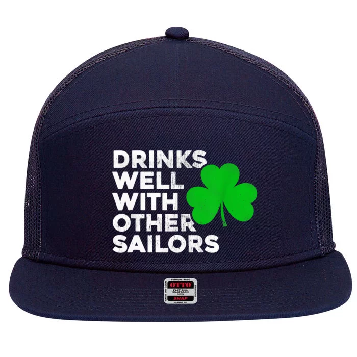 Drinks Well With Other Sailors 7 Panel Mesh Trucker Snapback Hat