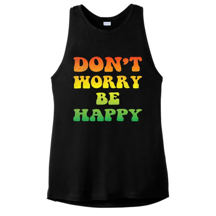 DonT Worry We Be Happy Retro Reggae Rasta Rastafari Jamaica Ladies Tri-Blend Wicking Tank