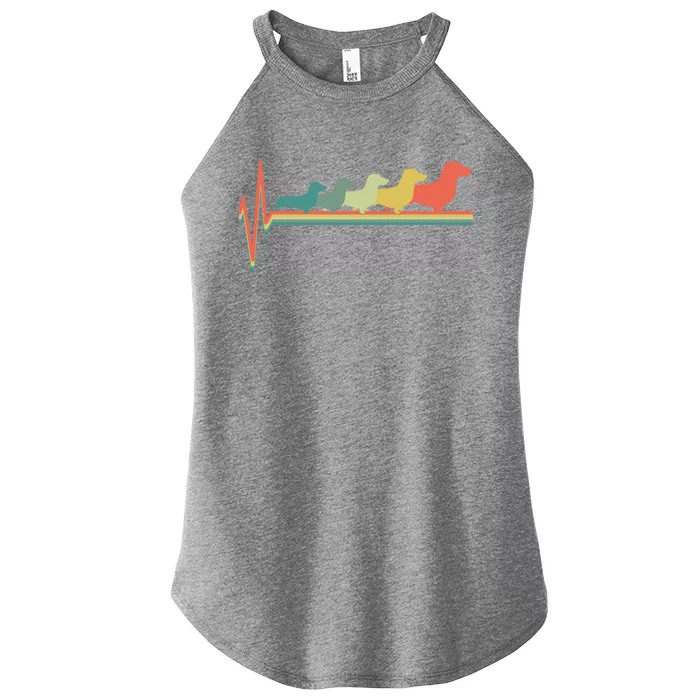 Dachshund Wiener Weiner Doxie Heartbeat Retro Gift Cool Gift Women’s Perfect Tri Rocker Tank