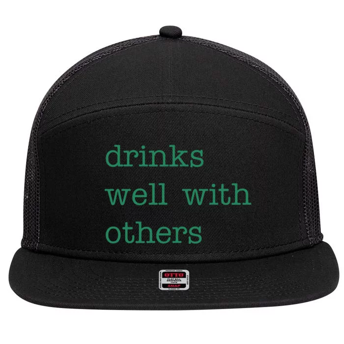 Drinks Well With Others St Patricks Day 7 Panel Mesh Trucker Snapback Hat