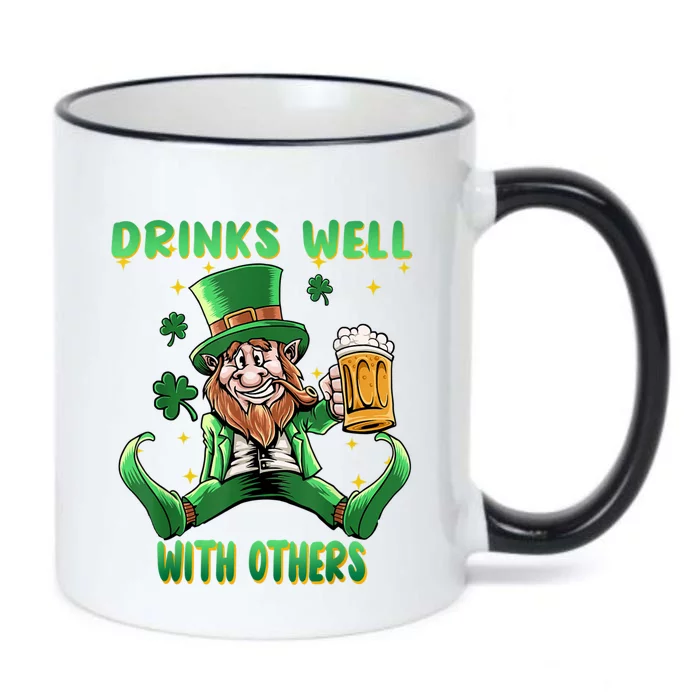 Drinks Well With Others St. Patrick's Day Drunk Beer Funny Black Color Changing Mug