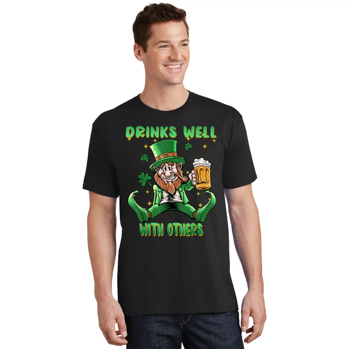 Drinks Well With Others St. Patrick's Day Drunk Beer Funny T-Shirt