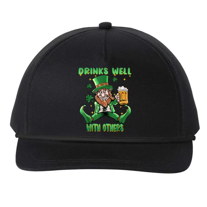 Drinks Well With Others St. Patrick's Day Drunk Beer Funny Snapback Five-Panel Rope Hat