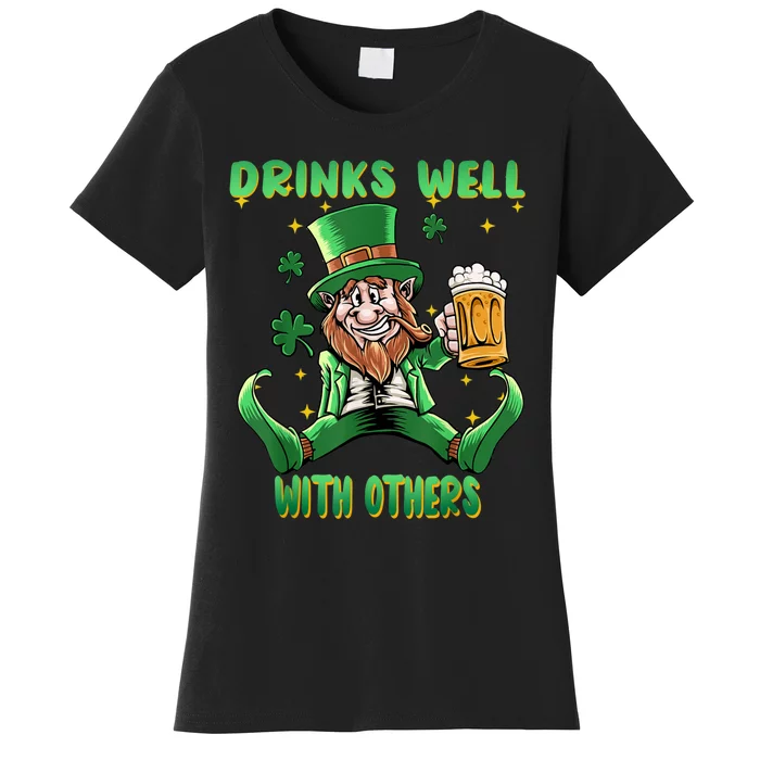 Drinks Well With Others St. Patrick's Day Drunk Beer Funny Women's T-Shirt