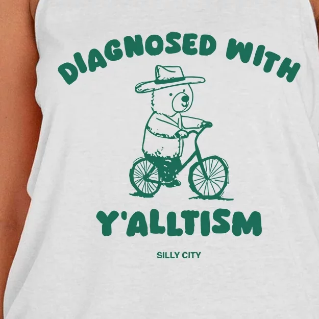 Diagnosed With YAlltism Silly City Women's Knotted Racerback Tank