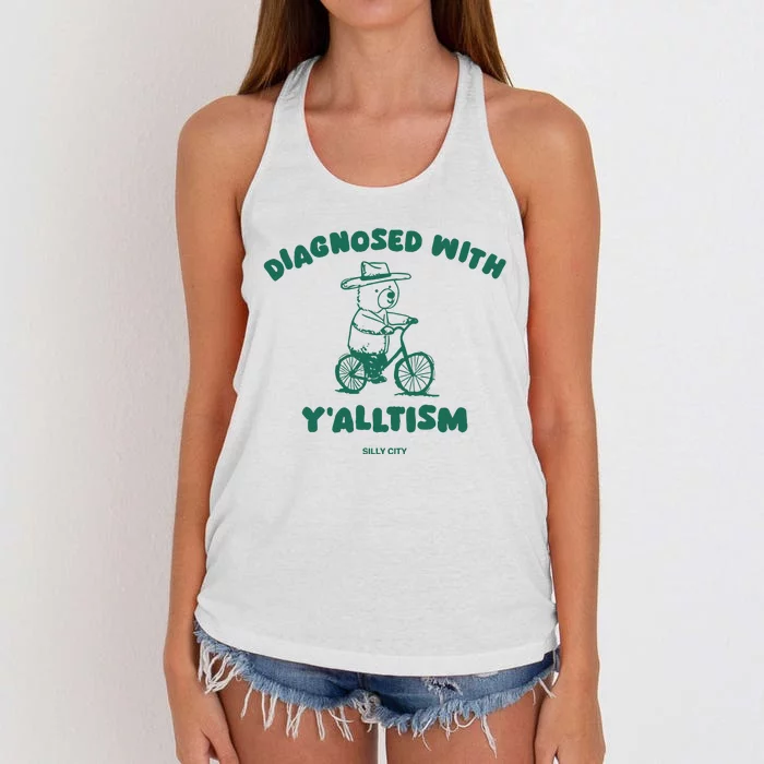 Diagnosed With YAlltism Silly City Women's Knotted Racerback Tank