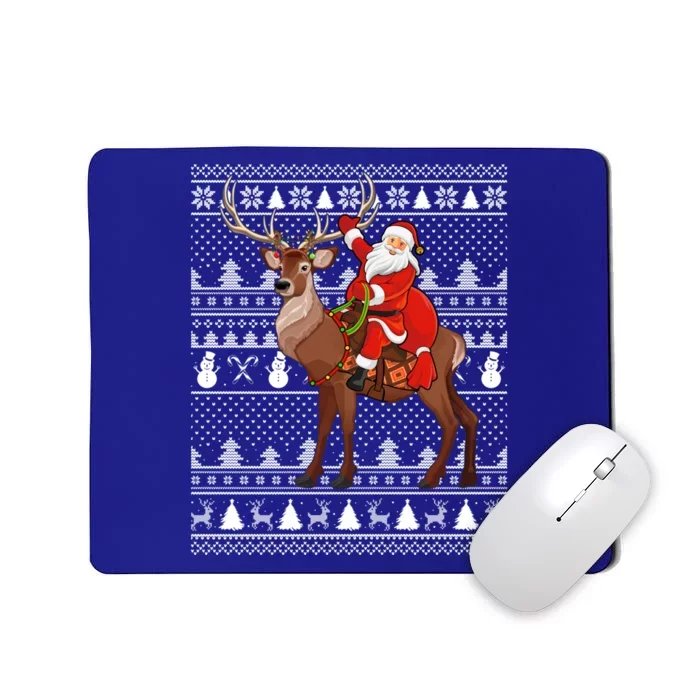 Deer Xmas Holiday Ugly Santa Riding Deer Christmas Funny Gift Mousepad