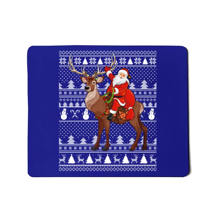 Deer Xmas Holiday Ugly Santa Riding Deer Christmas Funny Gift Mousepad