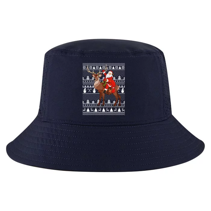 Deer Xmas Holiday Ugly Santa Riding Deer Christmas Funny Gift Cool Comfort Performance Bucket Hat