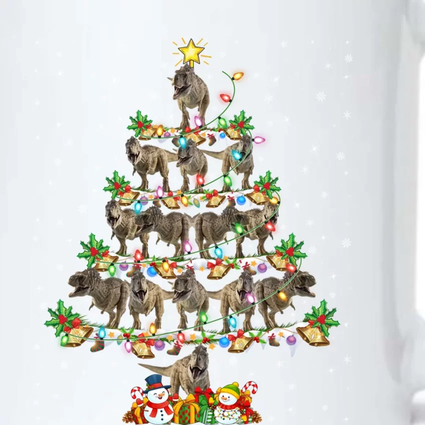 Dinosaur Xmas Lighting Santa T Rex Dinosaur Christmas Tree Meaningful Gift Black Color Changing Mug