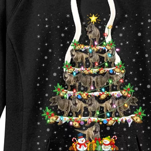 Dinosaur Xmas Lighting Santa T Rex Dinosaur Christmas Tree Meaningful Gift Women's Fleece Hoodie