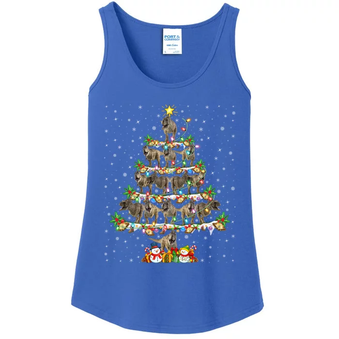 Dinosaur Xmas Lighting Santa T Rex Dinosaur Christmas Tree Meaningful Gift Ladies Essential Tank