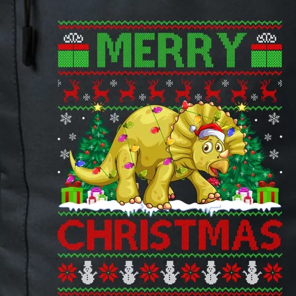 Dinosaur Xmas Lighting Santa Hat Ugly Triceratops Christmas Gift Daily Commute Backpack