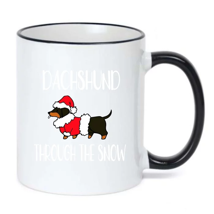 Dachshund Xmas Through The Snow Funny Christmas Costume Funny Gift Black Color Changing Mug