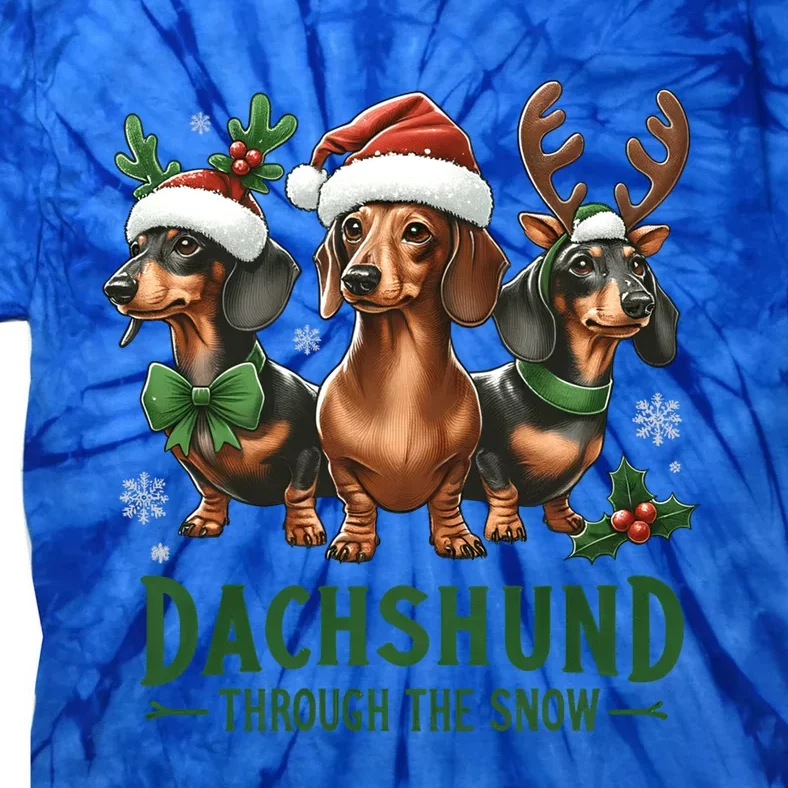 Dachshund Xmas Through The Snow Naughty List Dachshund Gift Tie-Dye T-Shirt