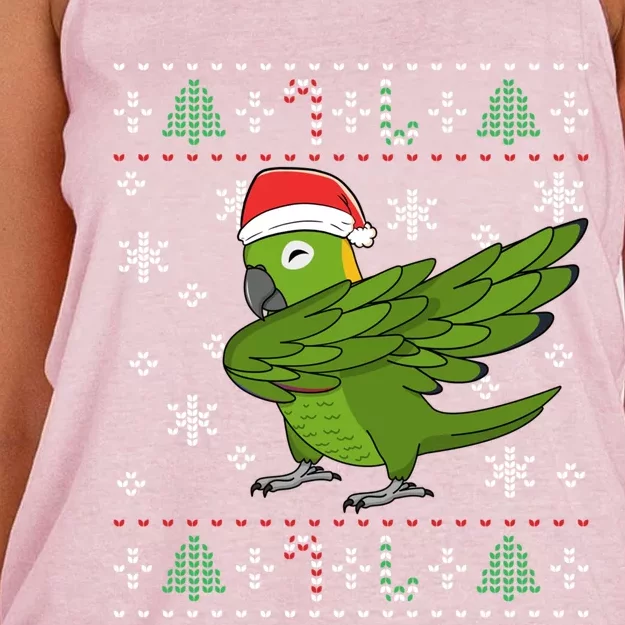 Dabbing Yellownaped Amazon Parrot I Ugly Christmas Meaningful Gift Women's Knotted Racerback Tank