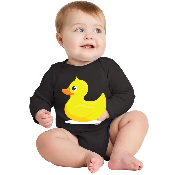 Duck Yelllow Cute Duckie Tee Great For Kids Baby Long Sleeve Bodysuit