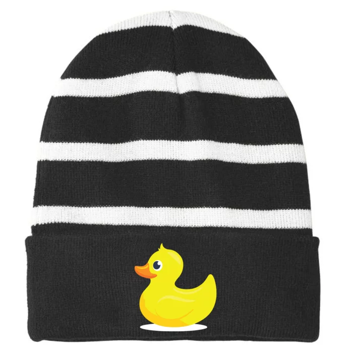 Duck Yelllow Cute Duckie Tee Great For Kids Striped Beanie with Solid Band