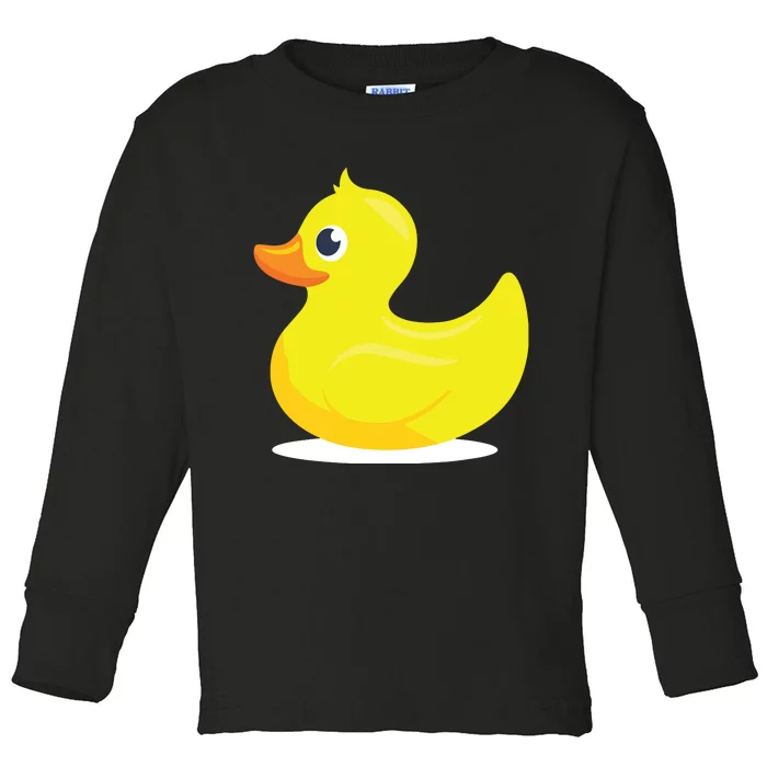 Duck Yelllow Cute Duckie Tee Great For Kids Toddler Long Sleeve Shirt