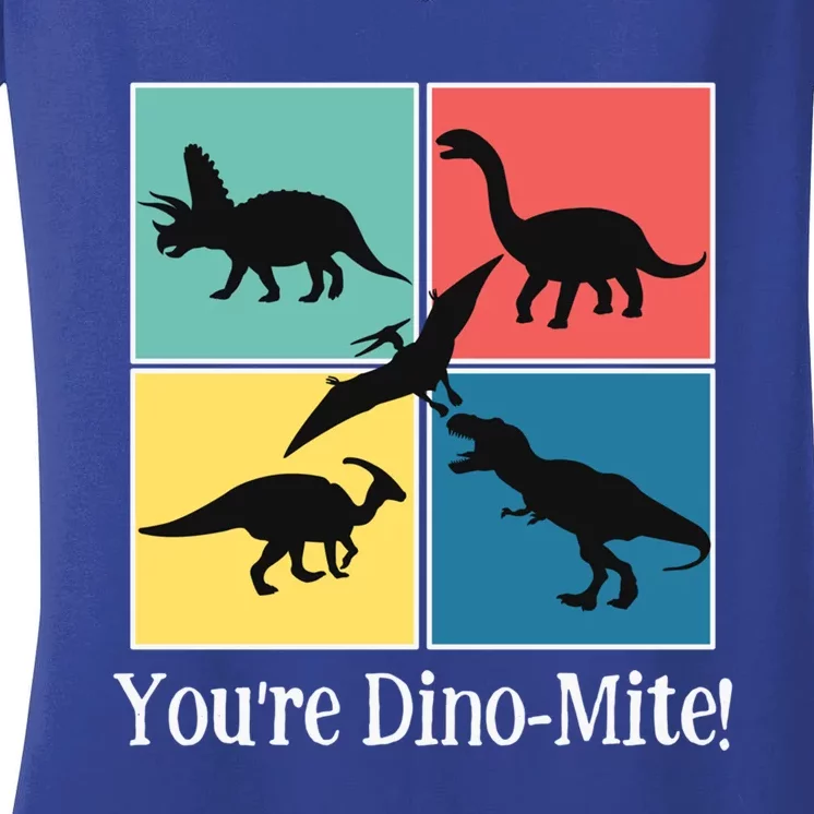 Dinosaur You're Dinogiftmite Funny S Dino Meaningful Gift Women's V-Neck T-Shirt