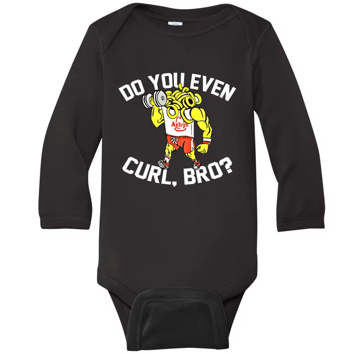 Do You Even Curl Bro? Funny Curling Gift Baby Long Sleeve Bodysuit