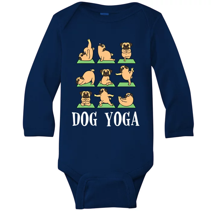 Dog Yoga Funny Dog Puppy Lover Gift Baby Long Sleeve Bodysuit