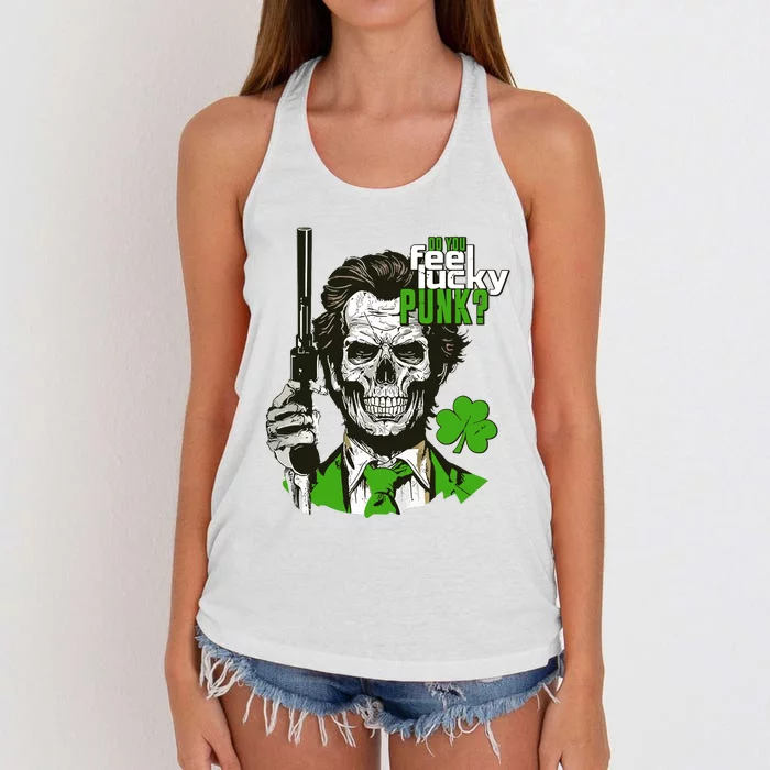 Do You Feel Lucky Punk Funny St Patricks Day Women's Knotted Racerback Tank