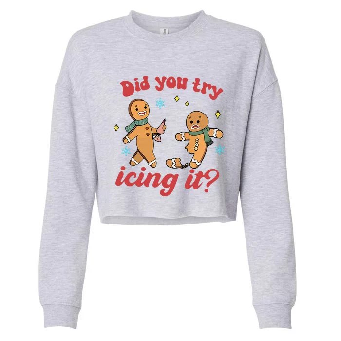 Did you icing itfunny christmas Nurse NICU Therapy ER ICU Cropped Pullover Crew