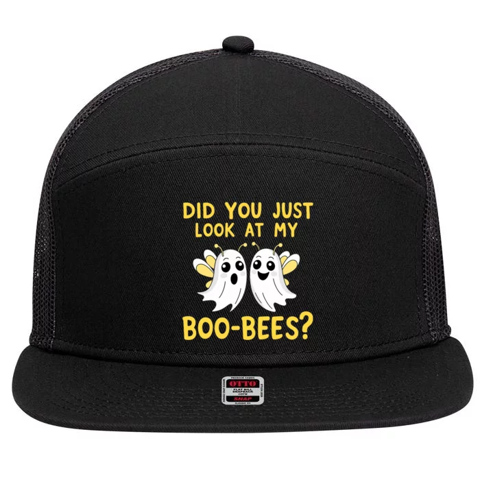 Did You Just Look At My Boo Bees Funny Halloween Ghosts 7 Panel Mesh Trucker Snapback Hat