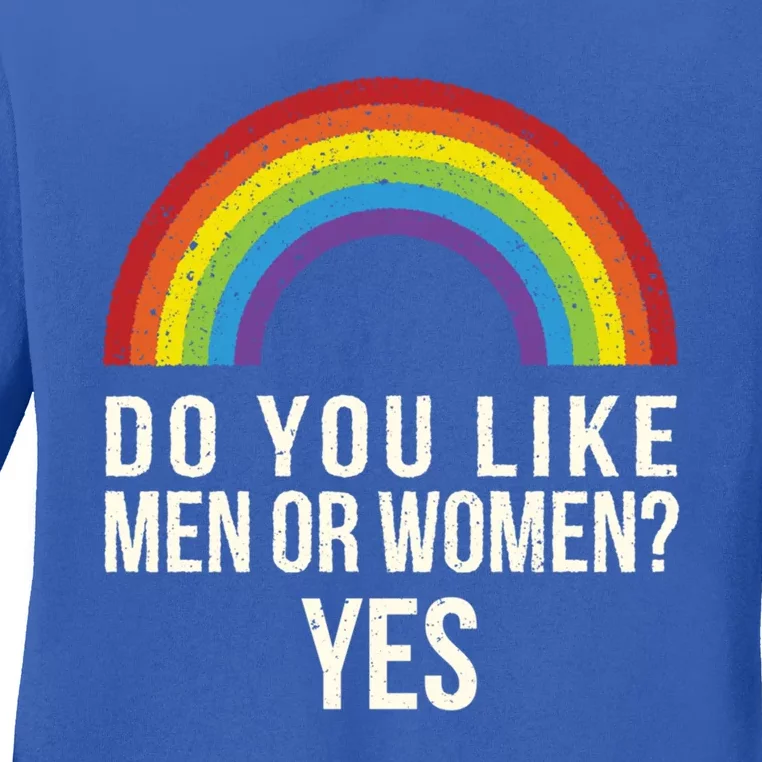 Do You Like Or Yes Lgbtq Bisexual Pride Gift Ladies Long Sleeve Shirt