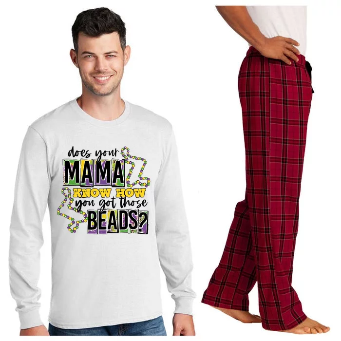 Does Your Mama KnowS How You Got Those Beads Long Sleeve Pajama Set