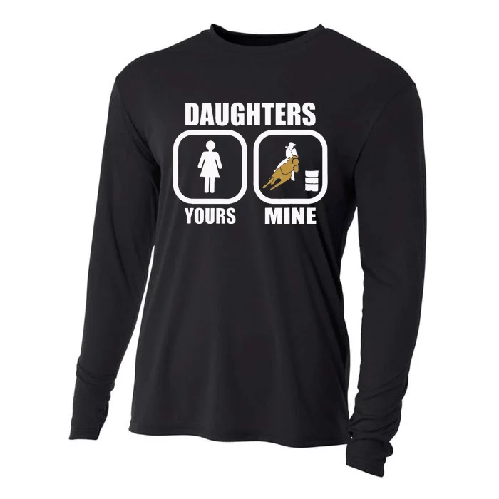 Daughters Yours Mine Funny Cowgirl Mom Barrel Racing Dad Cooling Performance Long Sleeve Crew