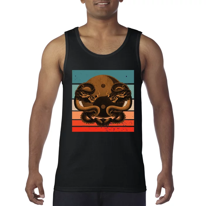 Dragon Yinyang Symbol Balance Harmony Symmetrical Scales Tank Top