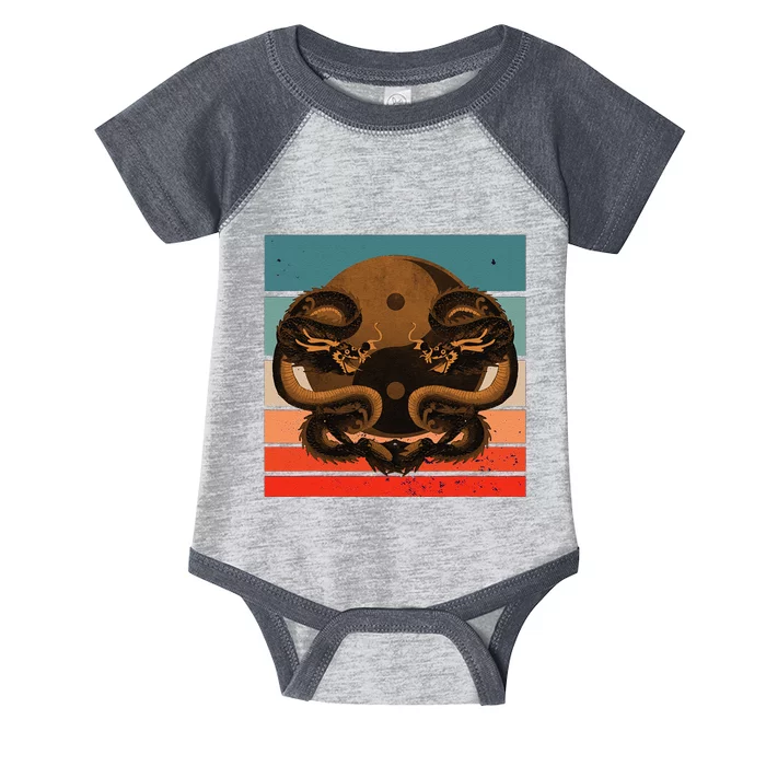 Dragon Yinyang Symbol Balance Harmony Symmetrical Scales Infant Baby Jersey Bodysuit