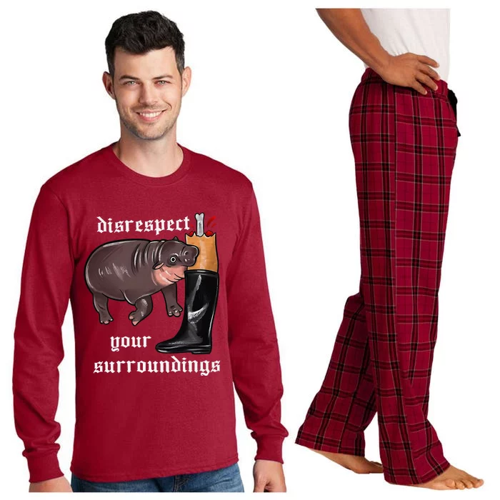 Disrespect Your Surroundings Moo Deng Funny Design Long Sleeve Pajama Set