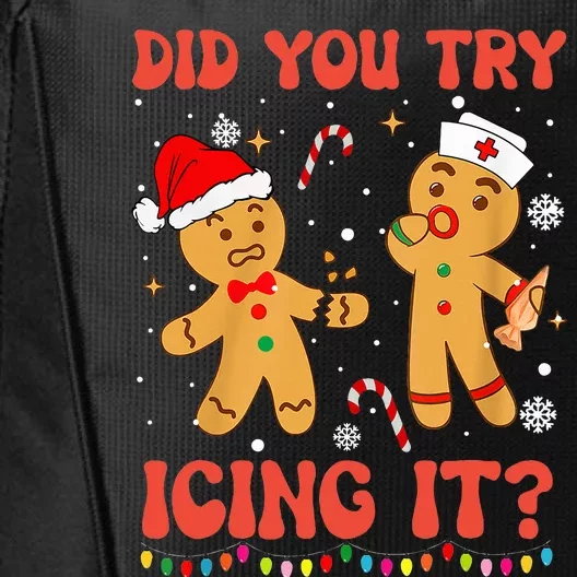 Did You Try Icing It Christmas Nurse Gingerbread City Backpack