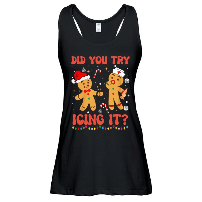 Did You Try Icing It Christmas Nurse Gingerbread Ladies Essential Flowy Tank