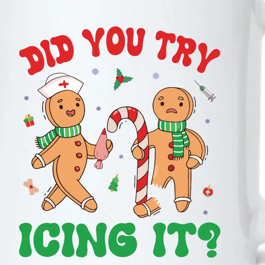 Did You Try Icing It Retro Christmas Gingerbread Nurse Squad Black Color Changing Mug