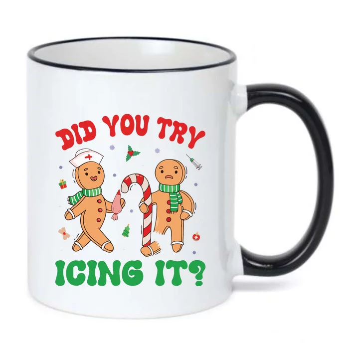 Did You Try Icing It Retro Christmas Gingerbread Nurse Squad Black Color Changing Mug