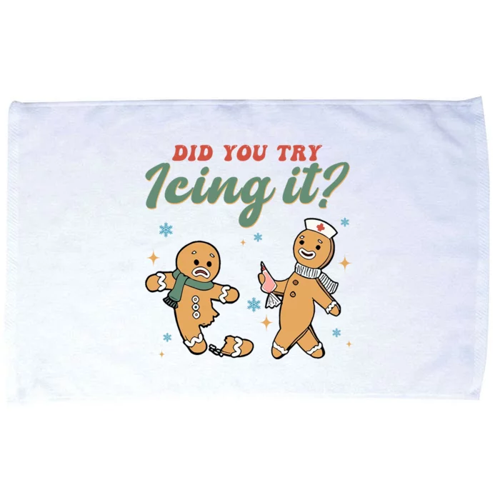 Did You Try Icing It Funny Gingerbread Funny Christmas Microfiber Hand Towel