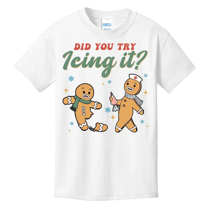 Did You Try Icing It Funny Gingerbread Funny Christmas Kids T-Shirt